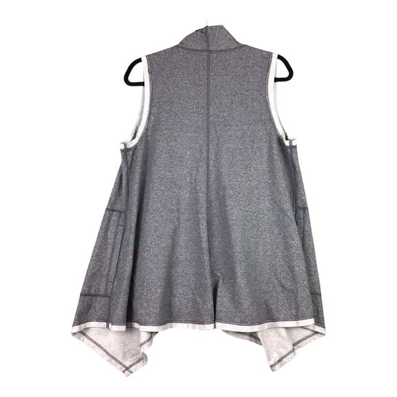 Ruby Rd Women’s Vest M Gray Open Front Asymmetrical Hem Pockets Trim - Picture 15 of 16